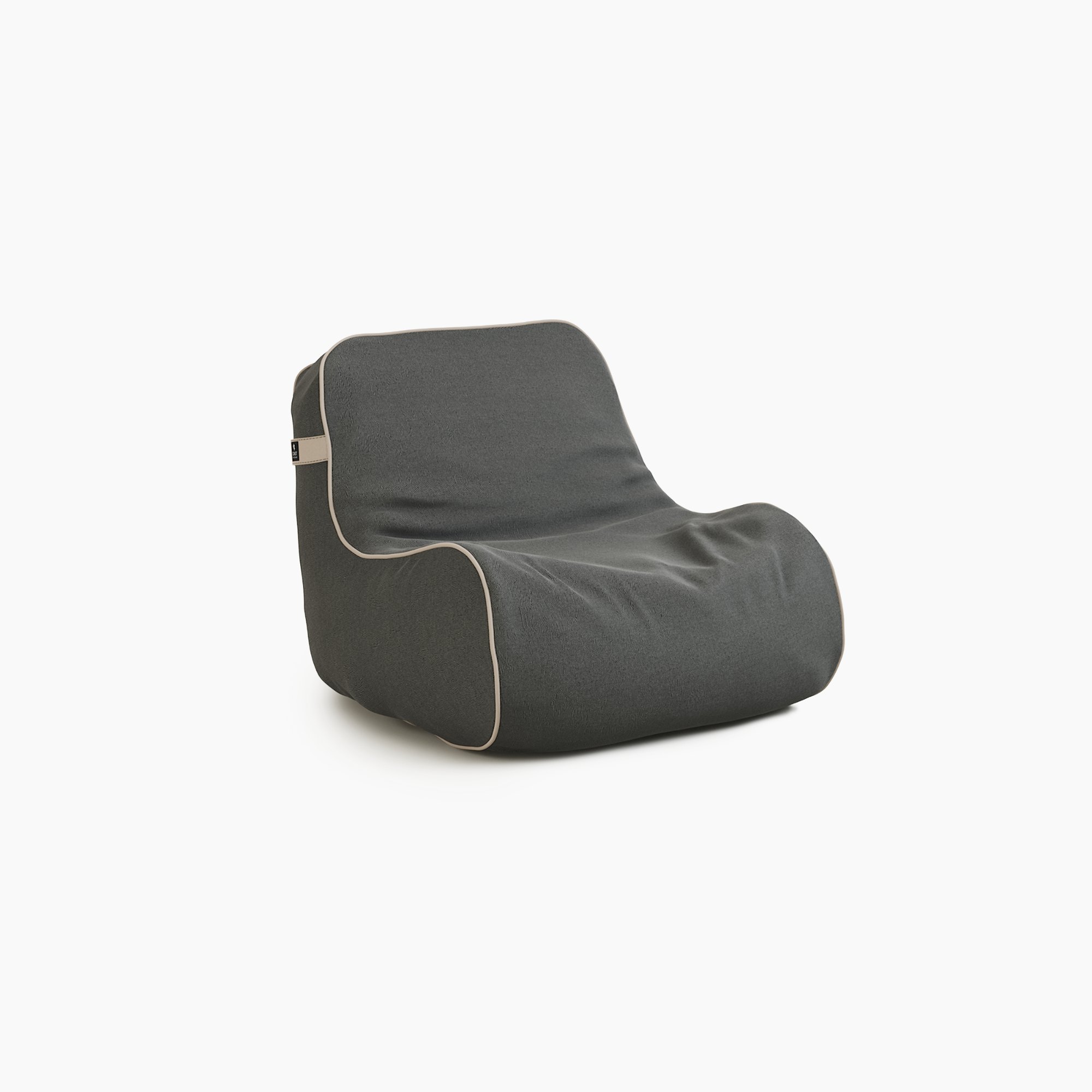 COAST Marine Bean Chair beanbag in Charcoal Tweed with Contrast Piping