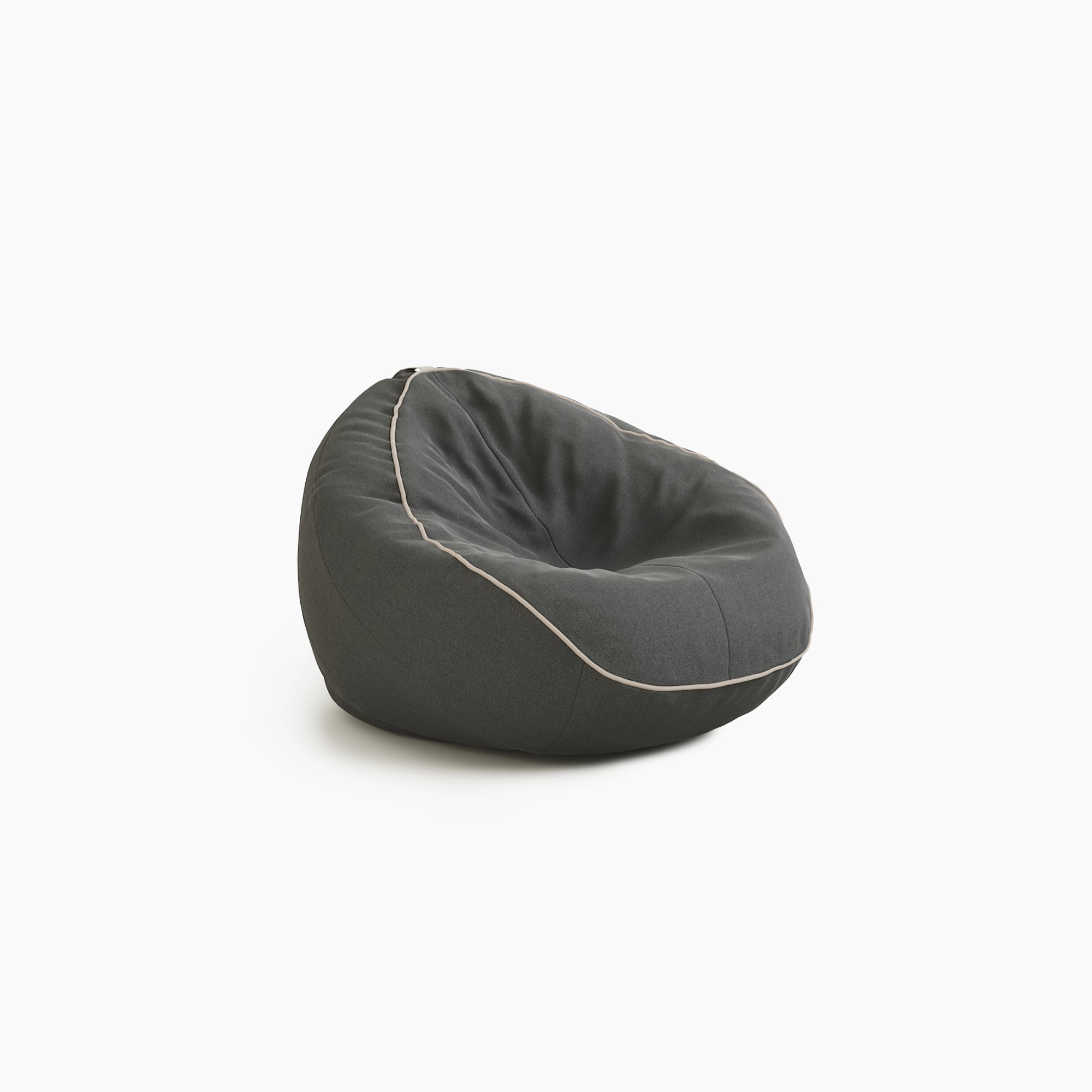COAST Marine Bean Large beanbag in Charcoal Tweed with Contrast Piping