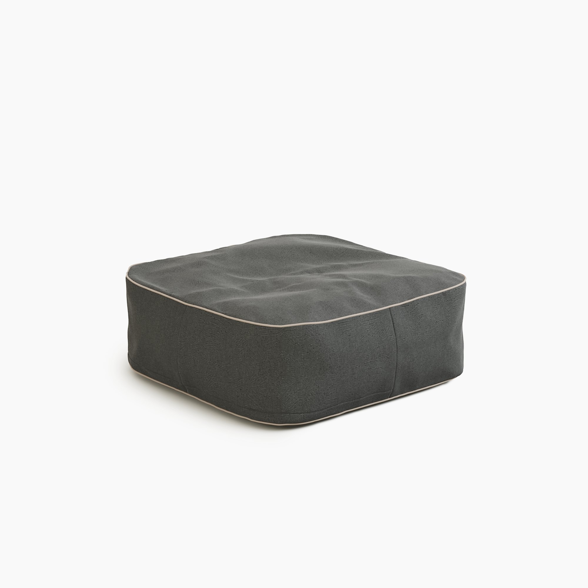 COAST Marine Bean Ottoman beanbag in Charcoal Tweed with Contrast Piping